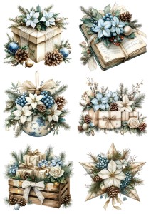 Papier klasyczny A4 do decoupage - ozdoby, bombki, kwiaty, szyszki, stroiki, święta