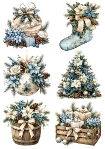 Papier klasyczny A4 do decoupage - ozdoby, bombki, kwiaty, szyszki, stroiki, święta