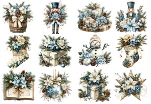 Papier klasyczny A4 do decoupage - ozdoby, bombki, kwiaty, szyszki, stroiki, święta