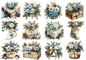 Papier klasyczny A4 do decoupage - ozdoby, bombki, kwiaty, szyszki, stroiki, święta