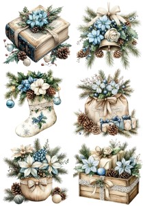 Papier klasyczny A4 do decoupage - ozdoby, bombki, kwiaty, szyszki, stroiki, święta