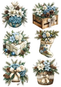 Papier klasyczny A4 do decoupage - ozdoby, bombki, kwiaty, szyszki, stroiki, święta