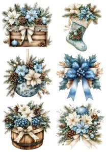 Papier klasyczny A4 do decoupage - ozdoby, bombki, kwiaty, szyszki, stroiki, święta