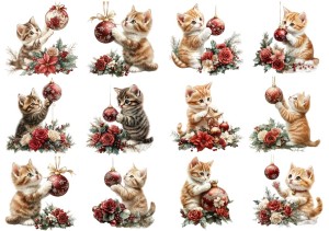 Papier klasyczny A4 do decoupage - koty, kotki, bombki, kwiaty, święta