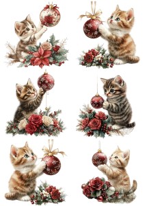 Papier klasyczny A4 do decoupage - koty, kotki, bombki, kwiaty, święta