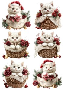 Papier klasyczny A4 do decoupage - koty, kotki, prezenty, koszyki, kwiaty, święta