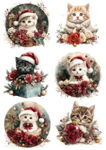 Papier klasyczny A4 do decoupage - koty, kotki, prezenty, kwiaty, święta