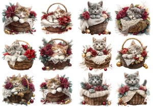 Papier klasyczny A4 do decoupage - koty, kotki, koszyki, kwiaty, święta