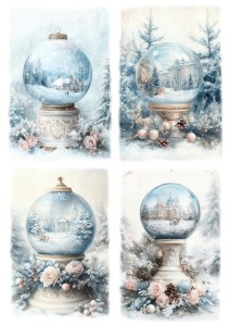 Papier klasyczny A4 do decoupage - kule, stroiki, kwiaty, zima, mróz, szron