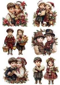 Papier klasyczny A4 do decoupage - dzieci, zima, święta