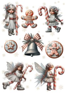 Papier ryżowy A4 do decoupage Artando - dzieci, elfy, prezenty, święta, zima