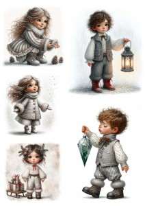 Papier ryżowy A4 do decoupage Artando - dzieci, elfy, prezenty, święta, zima