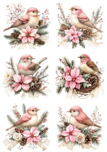 Papier klasyczny A4 do decoupage - ptaki, ptaszki, stroiki