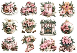 Papier klasyczny A4 do decoupage - bombki, ozdoby, kwiaty, stroiki, święta