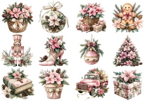 Papier klasyczny A4 do decoupage - bombki, ozdoby, kwiaty, stroiki, święta