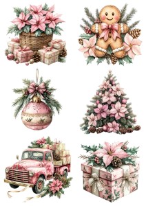 Papier klasyczny A4 do decoupage - bombki, ozdoby, kwiaty, stroiki, święta