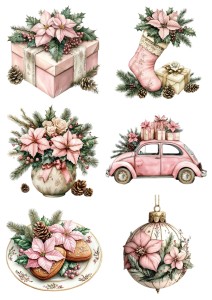 Papier klasyczny A4 do decoupage - bombki, ozdoby, kwiaty, stroiki, święta