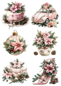 Papier klasyczny A4 do decoupage - bombki, ozdoby, kwiaty, stroiki, święta
