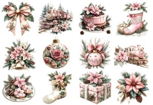 Papier klasyczny A4 do decoupage - bombki, ozdoby, kwiaty, stroiki, święta