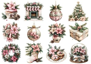 Papier klasyczny A4 do decoupage - bombki, ozdoby, kwiaty, stroiki, święta