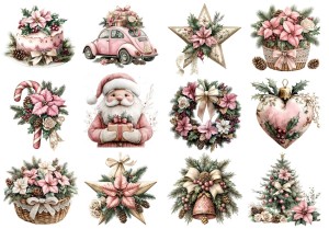 Papier klasyczny A4 do decoupage - bombki, ozdoby, kwiaty, stroiki, święta