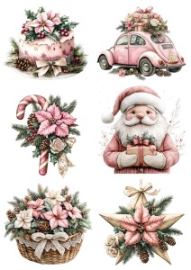 Papier klasyczny A4 do decoupage - bombki, ozdoby, kwiaty, stroiki, święta