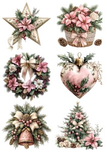 Papier klasyczny A4 do decoupage - bombki, ozdoby, kwiaty, stroiki, święta