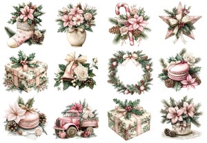 Papier klasyczny A4 do decoupage - bombki, ozdoby, kwiaty, stroiki, święta