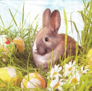 Serwetka decoupage 33x33 cm - zajączek i pisanki