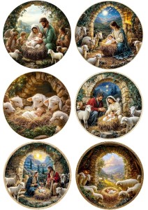 Papier klasyczny A4 do decoupage - żłóbek, szopka, Boże Narodzenie, owieczki