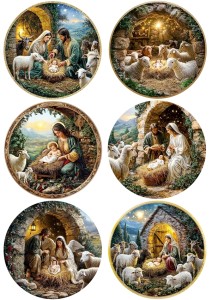 Papier klasyczny A4 do decoupage - żłóbek, szopka, Boże Narodzenie, owieczki
