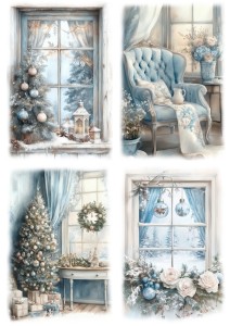 Papier klasyczny A4 do decoupage - drzwi, okna, choinki, święta, zima