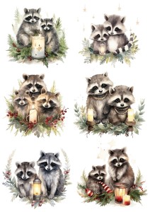 Papier klasyczny A4 do decoupage - zwierzęta, szopy, świece, święta, zima
