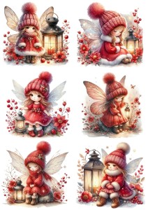 Papier klasyczny A4 do decoupage - wróżki, elfy, lampiony, kwiaty, zima
