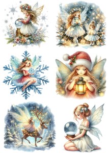 Papier klasyczny A4 do decoupage - wróżki, elfy, czarodziejki, zima, święta