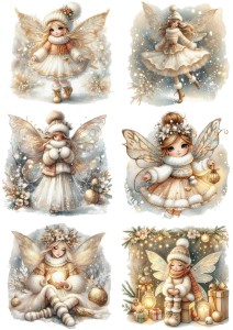 Papier klasyczny A4 do decoupage - wróżki, elfy, czarodziejki, zima, święta