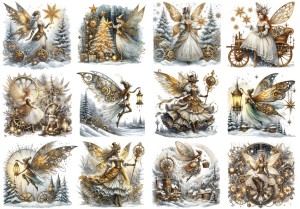 Papier klasyczny A4 do decoupage - wróżki, elfy, czarodziejki, steampunk, zima, święta