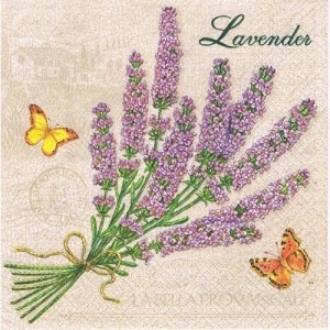 Serwetka decoupage 33x33 cm - lawenda, motyle