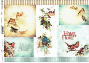 Papier ryżowy A4 ITD do decoupage - ptaki, ptaszki, zima