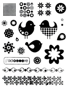 Stemple silikonowe 15x20,5cm - ptaki, kwiaty, wzorki