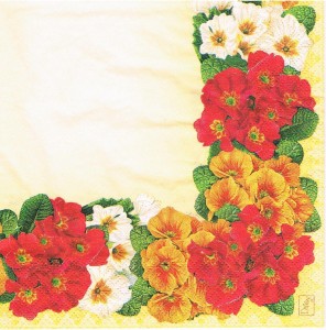 Serwetka decoupage 33x33 cm - kwiaty, pierwiosnki