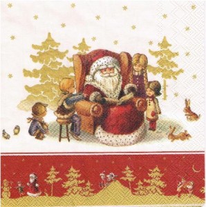 Serwetka decoupage 33x33 cm - mikołaj, dzieci, zima, święta