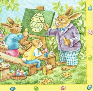 Serwetka decoupage 33x33 cm - zajączki w szkole