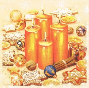 Serwetka decoupage 33x33 cm - świece, bombki, pierniki, święta
