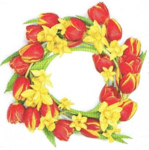 Serwetka decoupage 33x33 cm - kwiaty, tulipany, narcyze