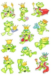 Naklejki, stickersy 3 arkusze - żaby, żabki