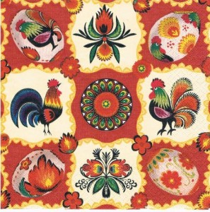 Serwetka ozdobna 33x33 cm - koguty