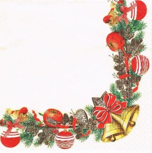 Serwetka decoupage 33x33 cm - stroik, bombki, dzwonki