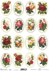 Papier ryżowy A4 ITD do decoupage - kwiaty, róże w ramkach