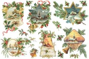 Papier klasyczny A4 do decoupage - widok, pejzaż, zima